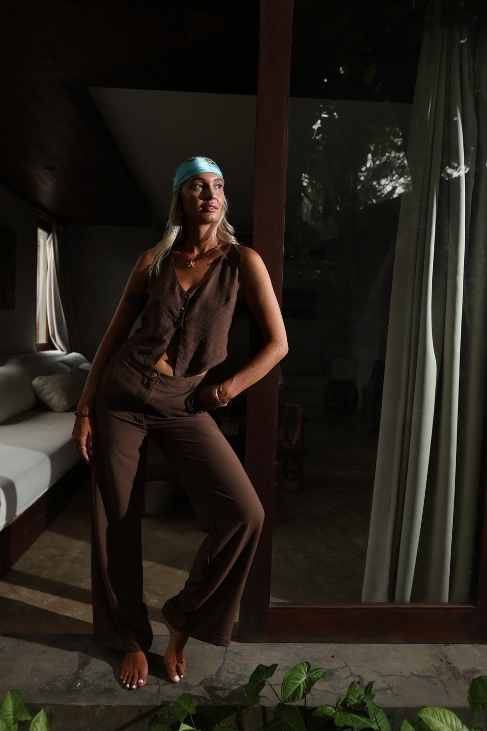 Sol Pants by MOSS The Label in chocolate brown